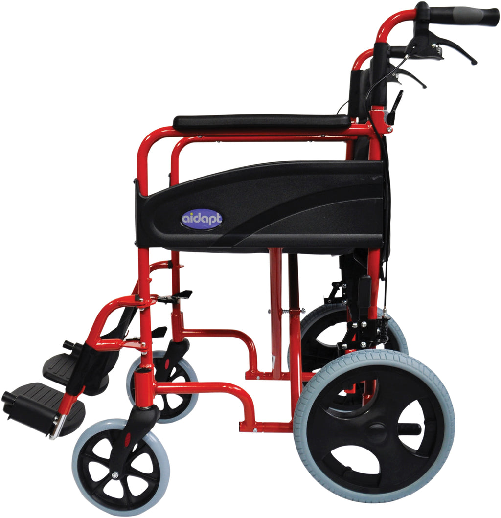 A side view of the Compact Transport Aluminium Wheelchair