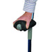 shows someone using a Harley Crutch Comfort Pad on a crutch handle