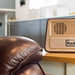 One Button Radio on table in living room