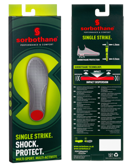 The box of the Sorbothane Single Strick insoles