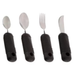 The four types of Sure Grip Bendable Cutlery, teaspoon, dessert spoon, fork, and knife