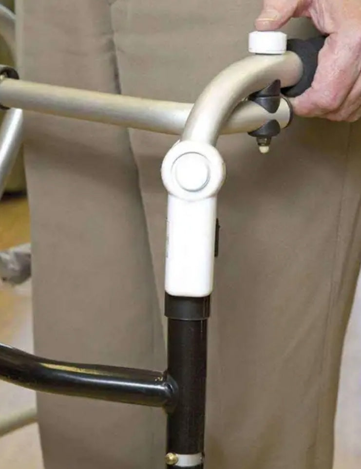 the image shows the mobility and toileting aid alarm attached to a walking frame
