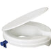 shows the 2 inch senator ergonomic raised toilet seat with a lid
