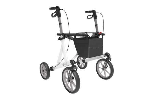 Image of white XC rollator - front left