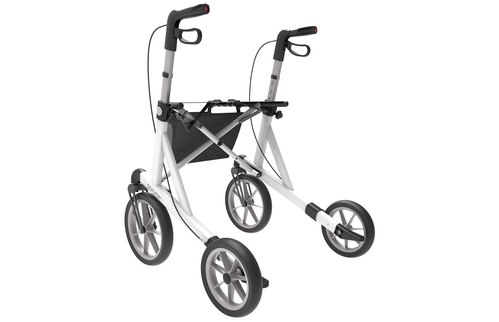 Image of white XC rollator - Back left