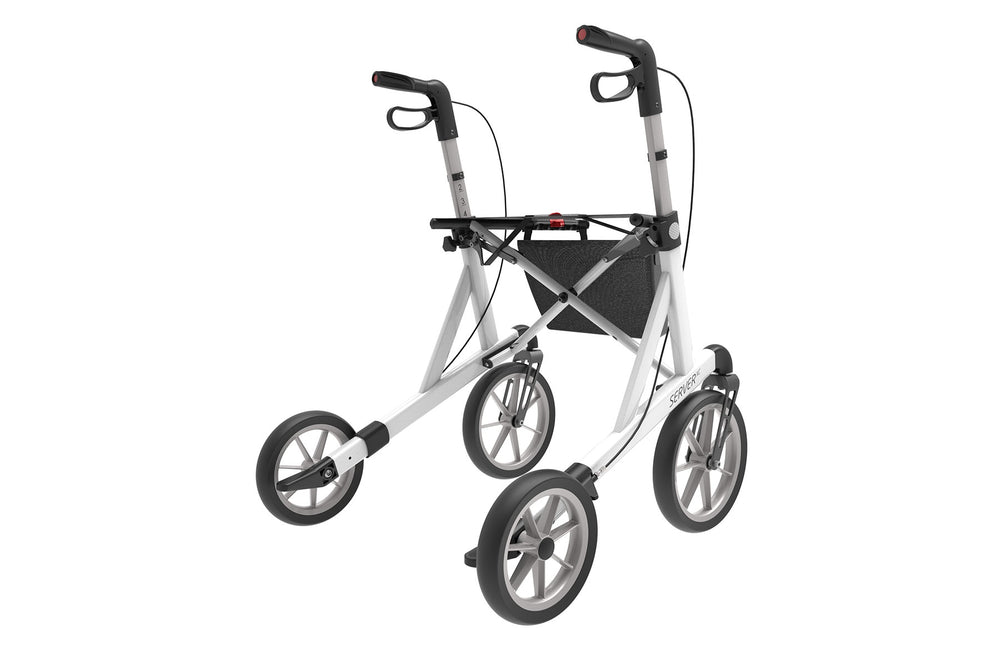 Image of white XC rollator - Back right