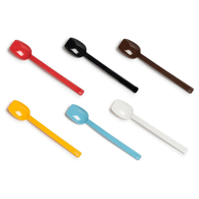 Polycarbonate Flat Edge Spoon Narrow - All colours: Red. Black, Brown, Yellow. Blue and White