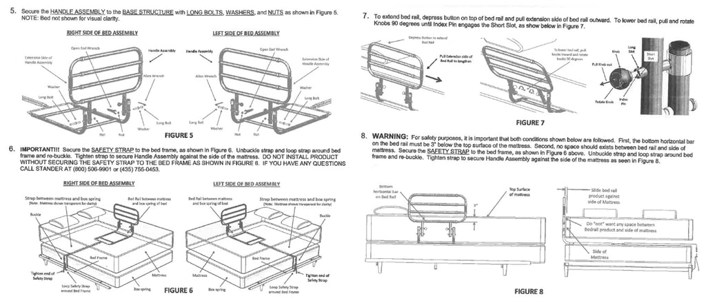 shows part 2 of the assembly and installation instructions for the EZ adjustable bed rail with pouch from stander