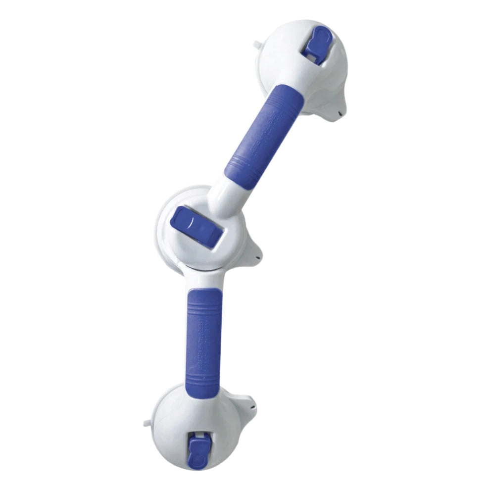 Dual Rotating Suction Cup Grab Bar- Blue and White