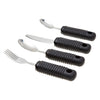 The 4 types of Sure Grip Cutlery, fork, dessert spoon, knife, and teaspoon.