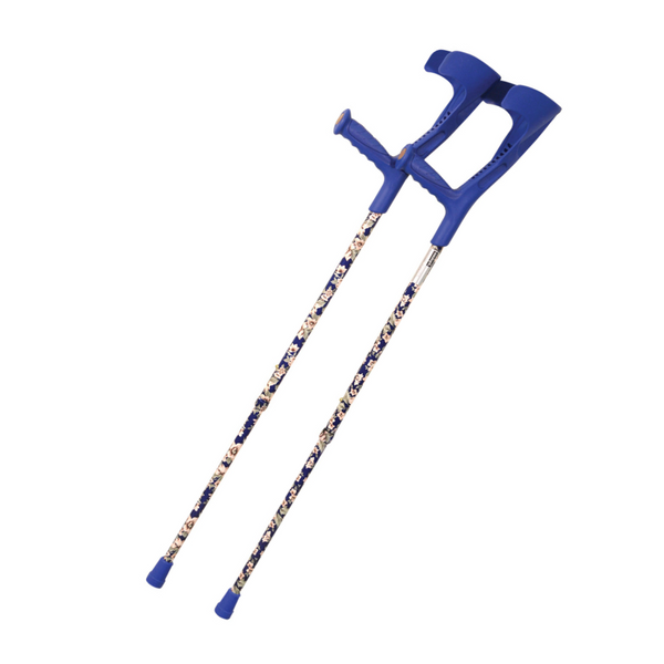 shows the Blue Floral Funky Crutches