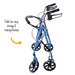 the image shows how the blue jay four wheel rollator folds up