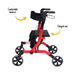 the red deluxe ultra lightweight folding 4 wheeled rollator