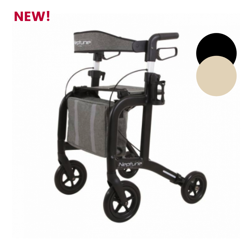 The Black Neptune 4 Wheel Rollator