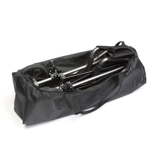 TraveLite Aluminium Transport Chair folded up in its storage bag