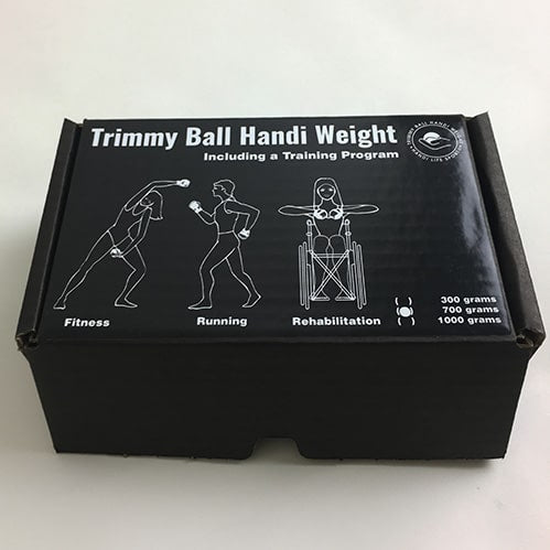 shows the Trimmy Ball Handi Weight packaging