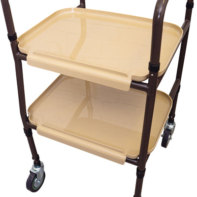 Height adjustable household trolley with two trays