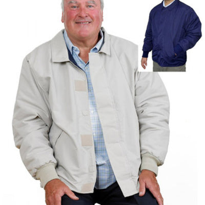 Mens Open Back Adaptive Jacket - Extra Small, Navy and Stone colours shown