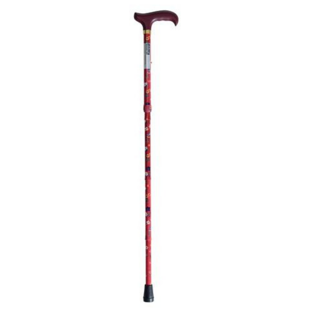shows the deluxe folding walking cane in Sakura