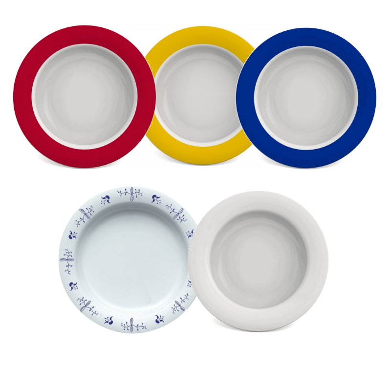 shows the five coloured ornamin bowls shaped like the olympic rings