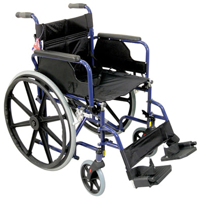 Self Propelled Steel Wheelchair - Blue