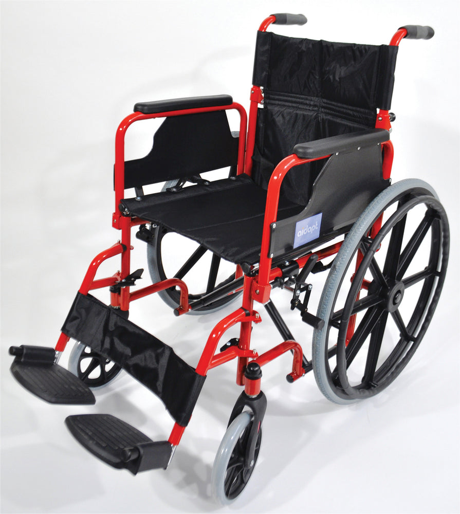 Self Propelled Steel Wheelchair - Red