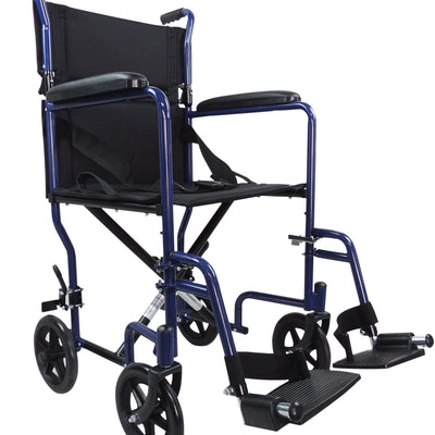 Steel Compact Transport Wheelchair - Blue - Ex Display