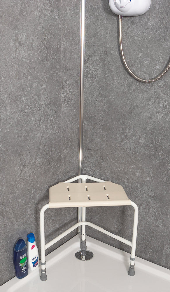 Pembury Height Adjustable Corner Shower Stool - in shower