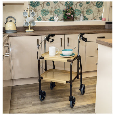 Kitchen trolley with cup and bowl on