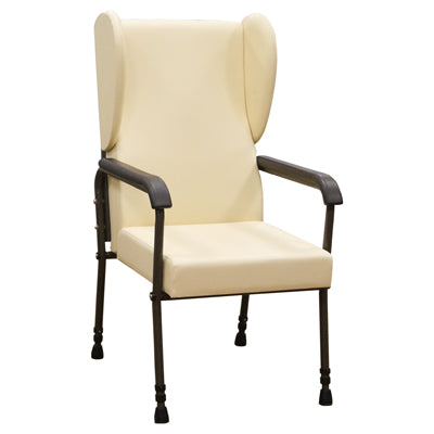 shows the cream flat pack chelsfield high back chair