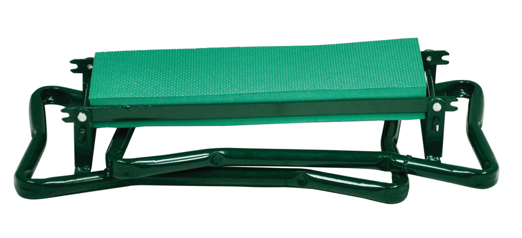 shows a folded up garden kneeler and stool