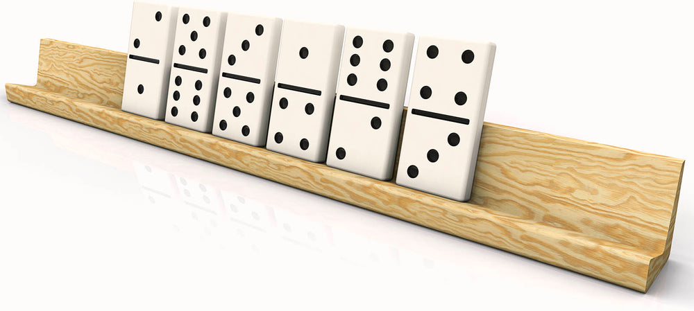 Domino Holder in use, dominoes lined up
