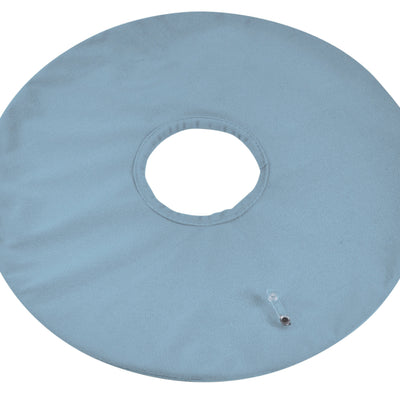 shows a close up of the inflatable ring cushion in blue