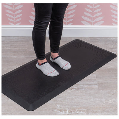 shows someone standing on the anti-fatigue rug