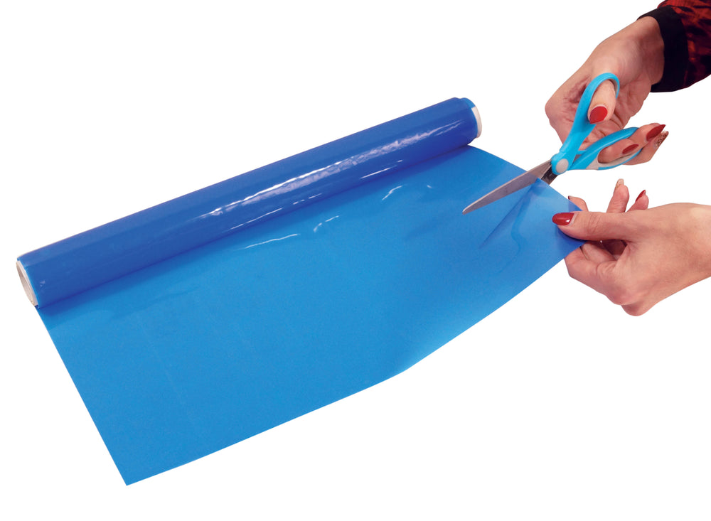 shows the blue large non slip silicone mat