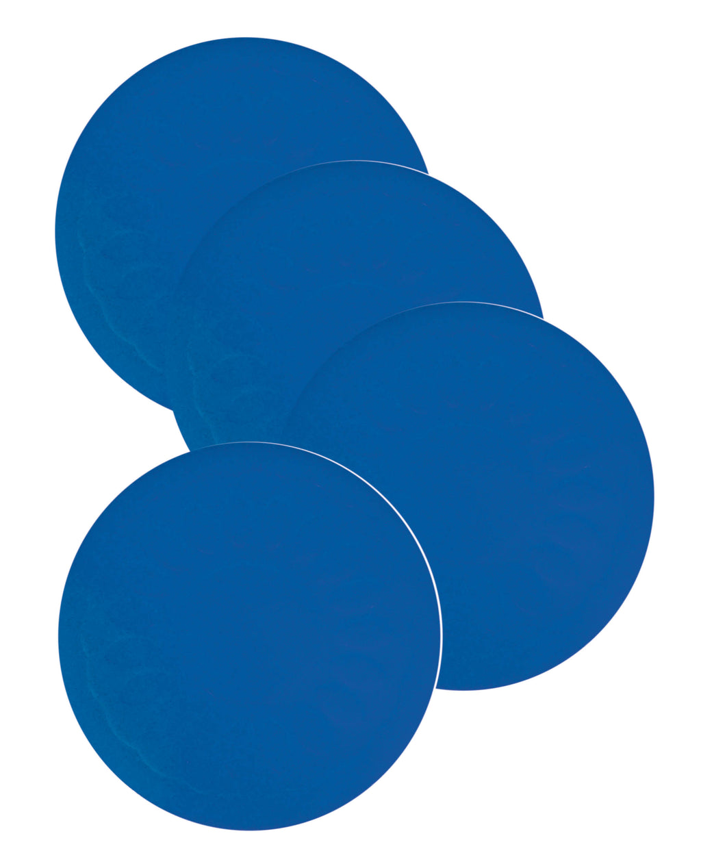 shows four blue non slip silicone coasters
