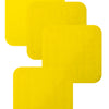 shows four square yellow non slip silicone coasters