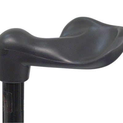 Black handle of the fischer grip walking stick