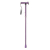 shows the folding rubber handled walking stick in purple