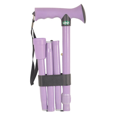 shows the Folding Rubber Handled Walking Stick in lilac