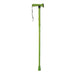 shows the folding rubber handled walking stick in lime green