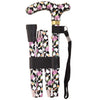 shows the deluxe folding patterned walking cane in 'broadway' design