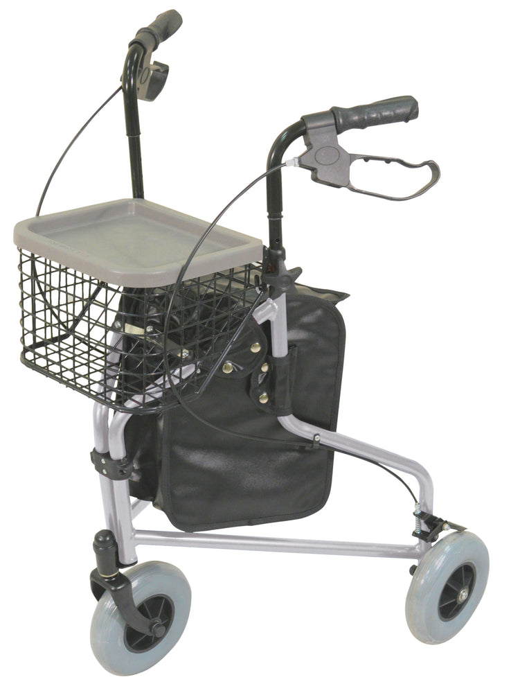 Silver Lightweight Tri Walker with Bag and Basket