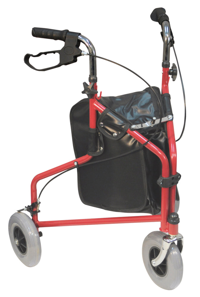 shows the Steel Triwalker with Shopping Bag in red