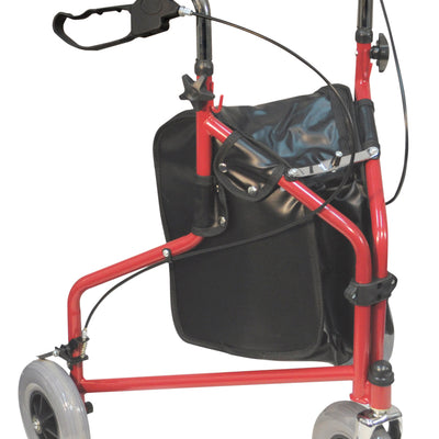 shows the Steel Triwalker with Shopping Bag in red