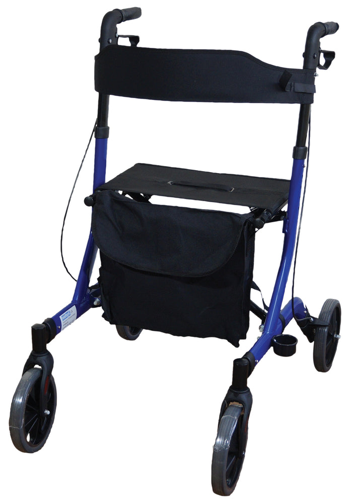 the blue deluxe ultra lightweight folding 4 wheeled rollator