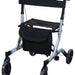 shows the grey deluxe ultra lightweight folding 4 wheeled rollator