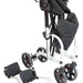 shows a folded up duo deluxe rollator and transit chair