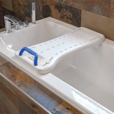Moulded Bath Board With Handle on a bath