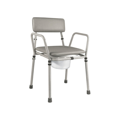 shows the essex height adjustable stacking commode chair